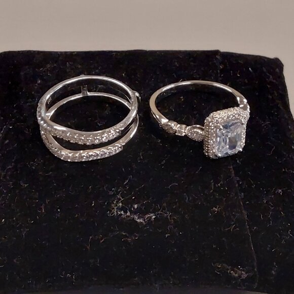 Newshe Wedding Ring Set for Women 925 Sterling Silver Cz- Size 9 - Picture 2 of 3
